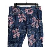 Lisette Montreal Cherry Blossom Print Stretch Pants‎ Size 14 Cropped Blue Pink Photo 1
