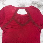 Disney  | Long Sleeve Shirt Keyhole Lace Minnie Mouse | Maroon | Womens | M Photo 4