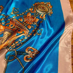 Tassel Rope Pattern silk Scarf baby pink /turquoise SQUARE SILKY SCARF 35/35 Blue Photo 3