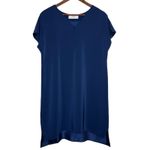 Amanda Uprichard M 100% Liquid Silk Shift Dress Blue Career Office Made In USA Photo 2