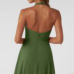 Azazie Tessie Olive Green Backless Halter Dress Photo 10