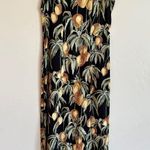 VTG Tori Richard Honolulu Hawaiian fruit dress midi maxi black green tan medium Photo 0