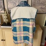 Free People Vera Plaid Patch Sherpa Vest Oversized Boho Size Small Photo 5