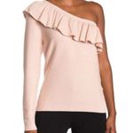 Rebecca Minkoff  Stacey Ruffle Popover Knit One-shoulder Sweater Pale Pink Md Photo 0