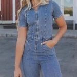 Free People Jayde Denim Jumpsuit L Photo 6