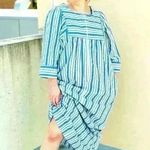 VTG SAYBURY Lightweight Lounge Rainbow STRIPED Half Zip ROBE/DRESSING GOWN Sz M Blue Size M Photo 0