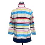 Talbots T by  Women’s Rainbow Striped Half Zip Sweatshirt Size S Nautical Preppy Photo 4