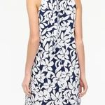 J.Crew Bow Neck Halter Cotton Mini Floral Tropical Shift Dress Navy White Size 0 Photo 5
