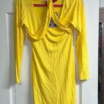 Boohoo  ria wrap front halter long sleeve dress size US 8 yellow Photo 0