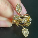 18k gold plated leaf Austrian crystal ring size 7 Photo 5