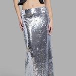 ZAFFORI silver sequin shiny diagonal maxi skirt XS Photo 0