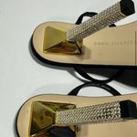 Good American  Kickstand Embellished Heels Black Main Satin Neoprene Gold Heel 5 Photo 4