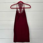 EXPRESS Women’s Extra Small Maroon Vneck Racerback Lace Dress Photo 3