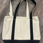 Lands' End Canvas Tote Bag Black Bottom Cream Top Handles Logo Photo 0