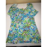 Lilly Pulitzer  Tunic Dress Blue Green Purple Abstract Print Roll Tab Sleeve L Photo 11
