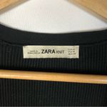 ZARA  Knit Black Ribbed Knit Scoop Neck Half Sleeve Top M Photo 3