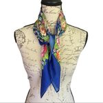 Satin Blue Floral Neck Hair Scarf NEW Photo 0