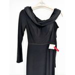 Mac Duggal 26595 Drop Shoulder Black Draped Gown 0 NEW Photo 4