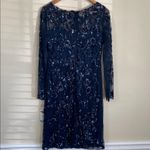 Patra Midnight Blue Long Sleeve sheer & sequin dress size 14 Photo 5