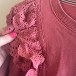 Boden Embroidered Ruffle Crewneck Sweatshirt | 10 Pink Photo 3