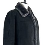 Utex Women’s Winter Coat Suede Faux Fur Trim Lined Heavy Black Gray Size Large Photo 6