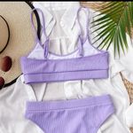 Purple ribbed high waisted bikini Size L Photo 1