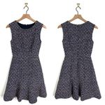 J.Crew  Sleeveless Metallic Confetti Tweed Flounce Dress Navy Blue Size 000 Photo 4