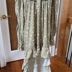 We Wore What  high low boho floral polka dot dress in oat ruffle green Photo 2