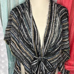Coco + Carmen  Multicolor Striped Sweater Poncho Photo 0