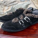 Stuart Weitzman Shearling & Suede Leather Black Buckle Shoes Photo 0