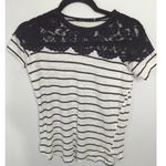 ZARA  W&B Collection Laced Shoulder Navy & White Black Striped Bundle Top Small Photo 4