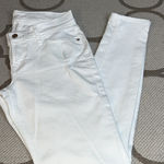 Old Navy  boyfriend skinny distressed patch knees white jeans, size 0 Photo 0