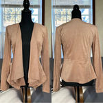 Hutch Anthropologie  Open Jacket Blazer Faux Vegan Suede in Peachy Beige Size S Photo 3