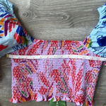 Farm Rio NEW  Mixed Birds Puff-Sleeve Smocked Crop Top Photo 5