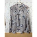 Bishop and Young Gray Lavender Sheer Floral Bow Blouse - Size - Small Photo 6