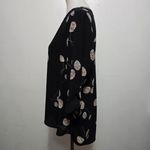 Anthropologie  Daniel Rainn Kona Black Floral Split Neck Blouse Size Large Boho Photo 2