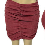 ZARA Draped Corduroy Ruched Mini Skirt Dusty Burgundy Red Women’s Size Medium Photo 0