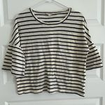 Madewell Flare Sleeve Striped T Shirt Navy Blue Cream Size XXS Photo 0