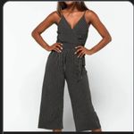 Kaileigh  Chic Black and White Striped Jumpsuit Photo 7