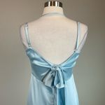 AQUA Satin Cut Out Back A-Line Long Evening Gown Blue Size 10 Formal Dress Photo 4