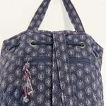 Vera Bradley  100% Cotton Drawstring Backpack Purse Bag Pocket Travel Blue Red Photo 10