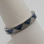 Blue & White Mother Of Pearl Inlay Ring Blue Size 8 Photo 1