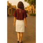 Ann Taylor Small Burgundy Smocked Shoulder Blouse Flutter Sleeve Top Fall Photo 5