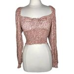 Urban Outfitters UO Old Soul Smocked Top Mauve Pink ish Leopard Cheetah Crop Top Photo 4