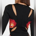 Alexander McQueen Orchid Jacquard Midi Dress Cutouts Medium Black Red Yellow NWT Photo 14