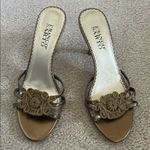 Franco Sarto Gold Leather Heeled Sludes Sz 8 Photo 0