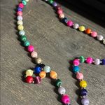 60s Spring Silk Beaded Necklace, Spun Silk Bead Necklace multicolored Pink Photo 2