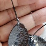 Teardrop Shaped Hammered Metal Dangle Earrings Photo 3