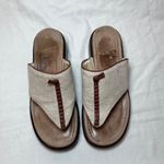Dansko Khaki Tan Brown Leather And Canvas Thong Toe Slide Sandals 39 Photo 5