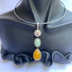 Sterling Silver Women's 3 Stone Pendant, Fine Silver Jewelry Photo 1